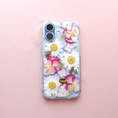 【期間限定】押し花iPhoneケース　ビオラ×ノースポール