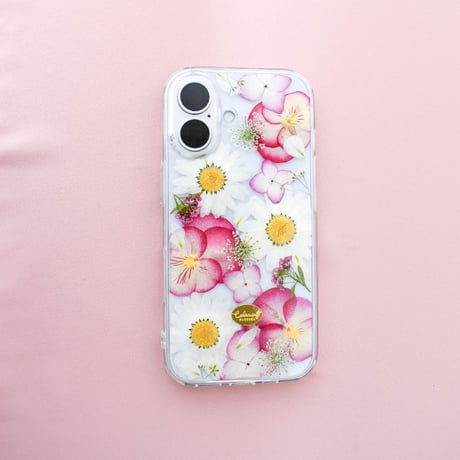 【期間限定】押し花iPhoneケース　ビオラ×ノースポール