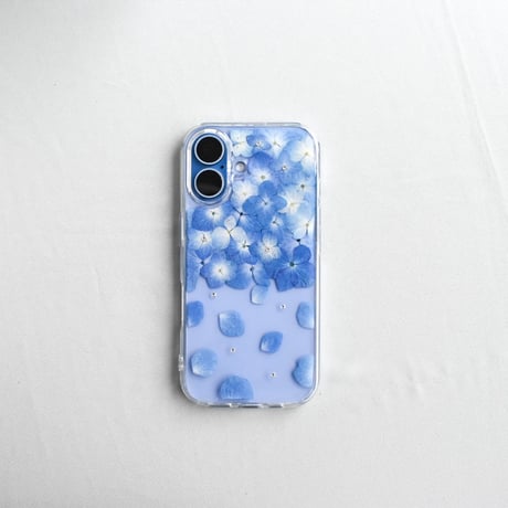 【夏季限定】押し花iPhoneケース　散るあじさい