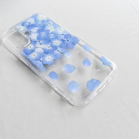 【夏季限定】押し花iPhoneケース　散るあじさい