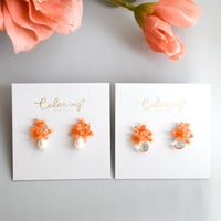 【選べる天然石】金木犀花束ピアス 14kgf