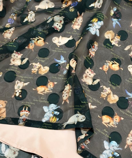【yukiemon】柄ちがい丈長スカート（M・3L）