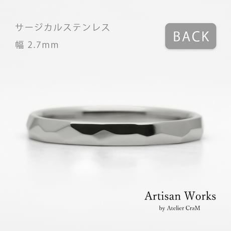 鎚⽬を施したカジュアルな結婚指輪｜  Risoluto（リゾルート）｜サージカルステンレス （金属アレルギー対応）｜リング幅2.7mm｜[Artisan Works]