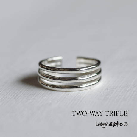 2wayイヤカフリング｜6.6mm幅｜シルバー925｜ TWO-WAY TRIPLE【Laugh＆Yoke】｜Artisan Works
