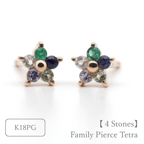 大切な絆を誕生石で紡ぐピアス【5石-選べる誕生石】｜K18PG｜Family Pierce Penta（ファミリーピアス・ペンタ）｜Artisan Works