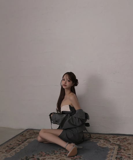 10月下旬入荷予定　【ドレス単品/グレー】Ruelle de brille mini dress (brille5075)