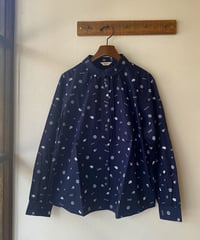 シャツ parkes パークス 重ね衿ギャザーブラウス ネイビー PN2631007