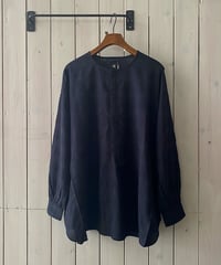 シャツ maison de soil メゾンドソイル コットンシルクチェックプルオーバー ダークネイビー INMDS26712