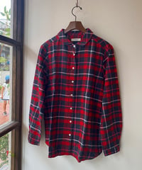シャツ parkes パークス フラット風ワイドカラーシャツ 赤系チェック PN2533512