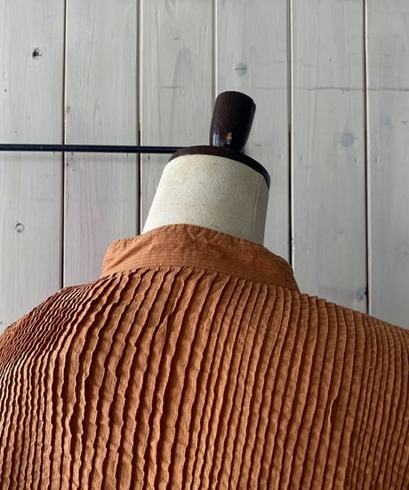 シャツ maison de soil メゾンドソイル オーガニックボイルストライプピンタックシャツ オレンジ NMDS26512D