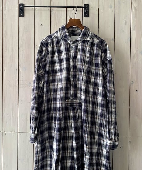 ワンピース ARMEN アーメン コットンチェックロングシャツワンピース ブラック×ナチュラルチェック INAM2673