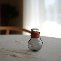 leather glass vase - round - gray