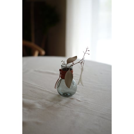 leather glass vase - round - gray