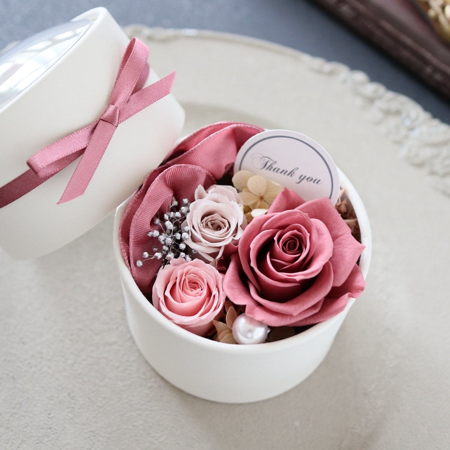 Preserved Flower】くすみピンクの大人可愛いプチフラワーボックス