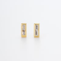 K18 Double Baguette Diamond Earring