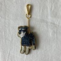 【期間限定：8/16まで】ザリ刺繍バッグチャーム（キーホルダー）　シュナウザー