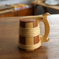 北欧ヴィンテージ 木製蓋付きジョッキ（市松模様）/oth260706