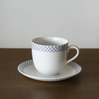 Vinatge 北欧ヴィンテージ Gustavsberg  "Nät" blue cup&saucer< pot260412>