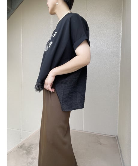 MONiLE｜裾レース前後異素材Tシャツ