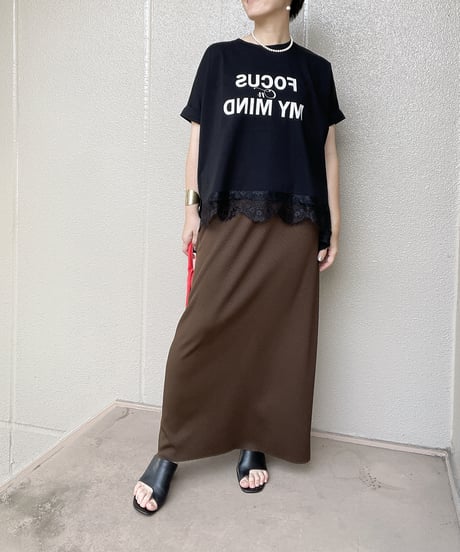 MONiLE｜裾レース前後異素材Tシャツ