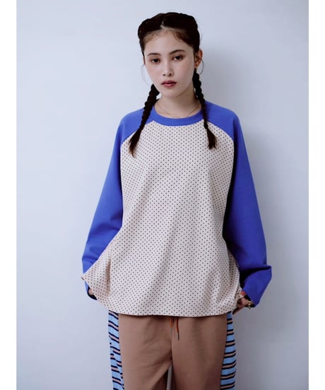 【HCAE】 DOT RAGLAN TOP  E26A0033