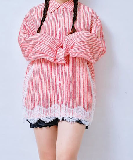 【HCAE】 LACE STRIPE SHIRT　E27S0001