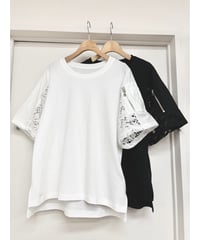 Paulinebleu｜ 異素材ミックスTシャツ