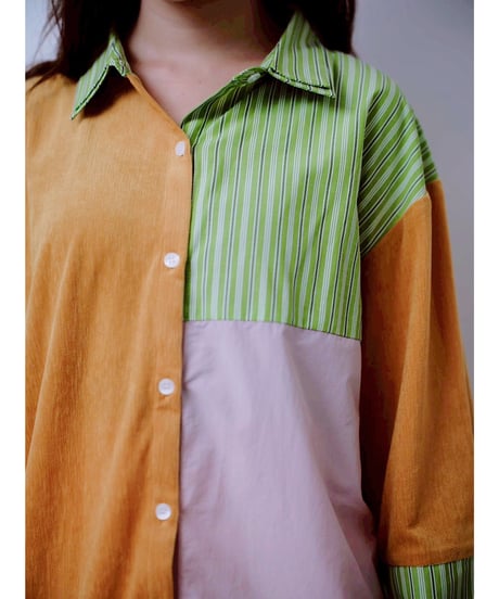 【HCAE】 MIXD PANEL SHIRT　E26A0030