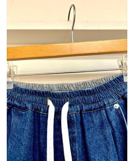 MONiLE｜デニム×スウェット異素材コンビワイドパンツ