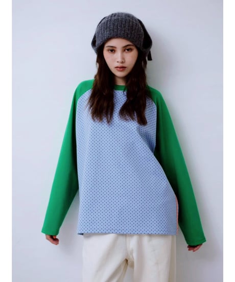 【HCAE】 DOT RAGLAN TOP  E26A0033