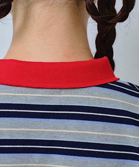 【HCAE】 ASYMMETRIC PLACKET STRIPED POLO　E27S0012