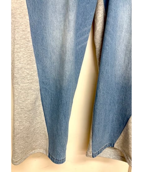 MONiLE｜デニム×スウェット異素材コンビワイドパンツ