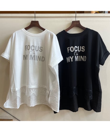 MONiLE｜裾レース前後異素材Tシャツ