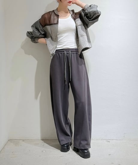 Pauline bleu｜ダブルコードスウェットワイドパンツ