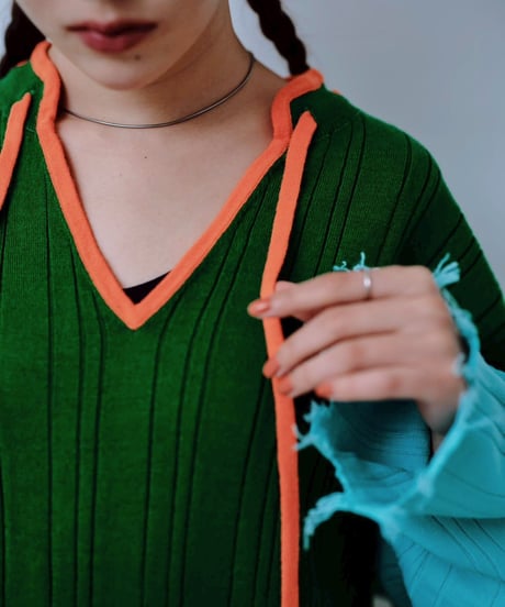 【HCAE】  DAMAGED  KNIT DRESS   E26A0043