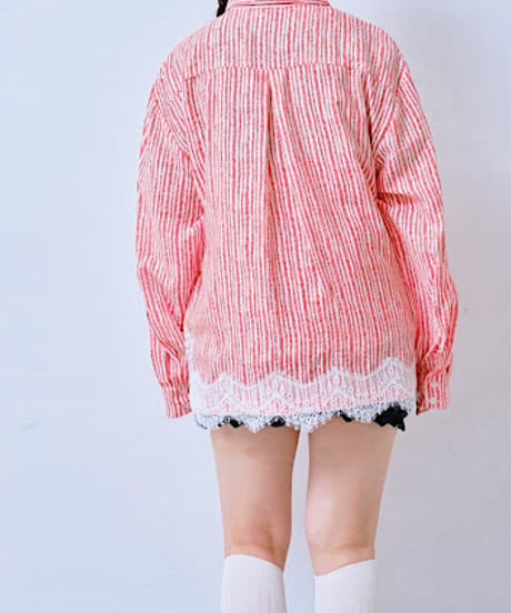 【HCAE】 LACE STRIPE SHIRT　E27S0001