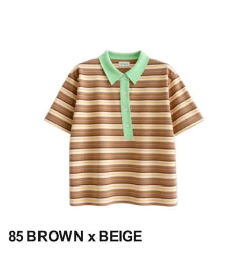【HCAE】 ASYMMETRIC PLACKET STRIPED POLO　E27S0012