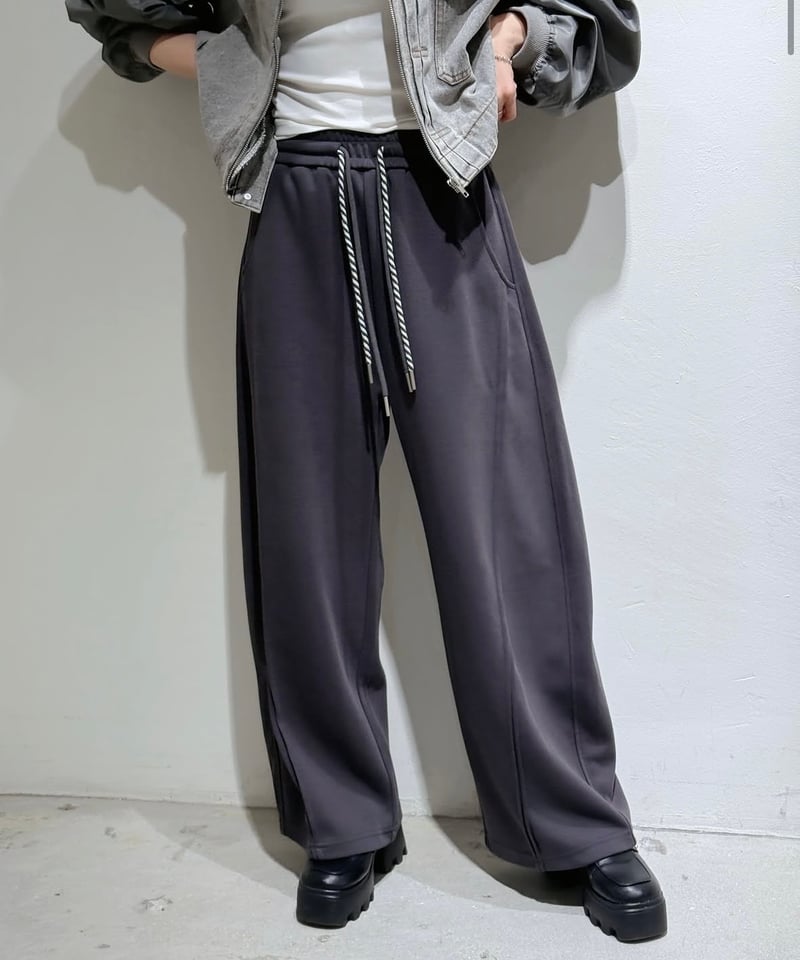 Pauline bleu｜ダブルコードスウェットワイドパンツ | TO