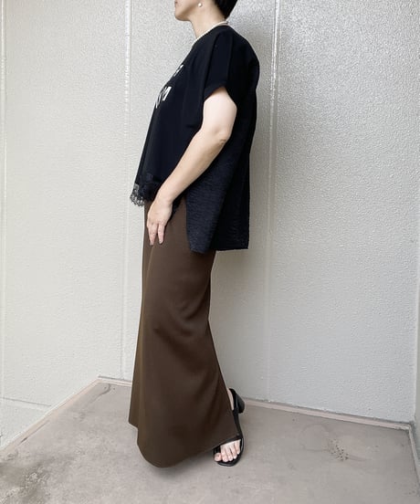MONiLE｜裾レース前後異素材Tシャツ