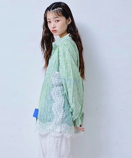 【HCAE】 LACE STRIPE SHIRT　E27S0001