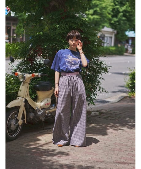 oll｜スロウチェックダブルウエストパンツ