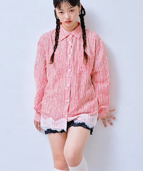 【HCAE】 LACE STRIPE SHIRT　E27S0001