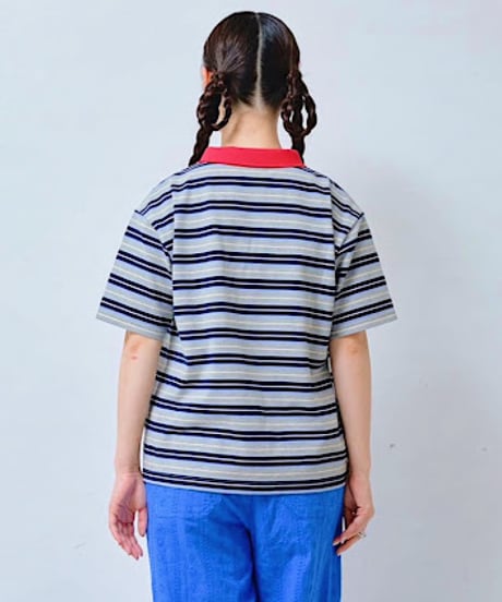 【HCAE】 ASYMMETRIC PLACKET STRIPED POLO　E27S0012