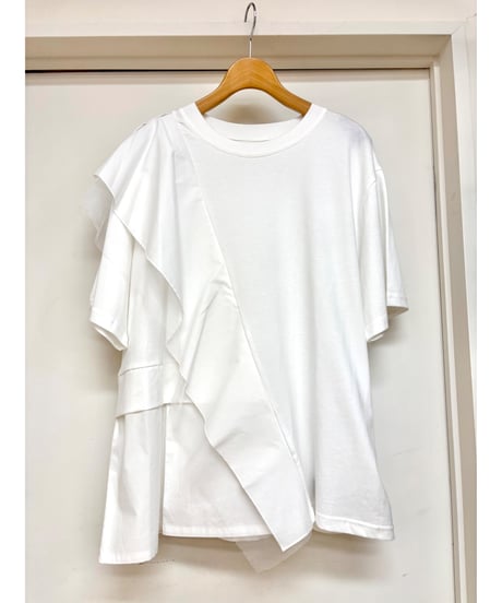 Paulinebleu｜ アシンメトリーレイヤードTシャツ