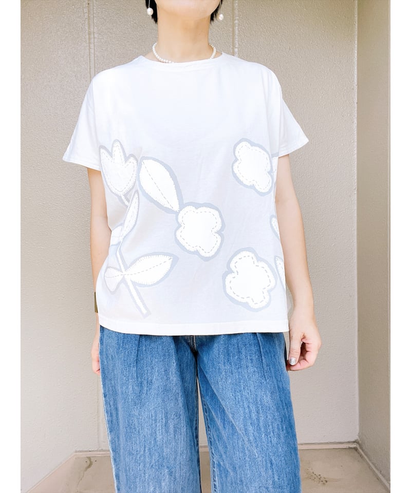 grin│フラワープリント半袖Tシャツ | TO