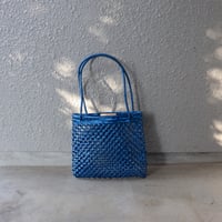 【合成パルマ】  透かし編みメッシュトート S  オールブルー