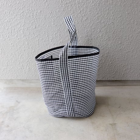 ★予約商品★ 受付期間8/9(日)まで 【メッシュ】 バケット ギンガムチェック バッグL ブラック