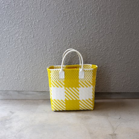 【プラスチック】 TSUKIJI S25 ブロックチェックxフェイクレザーハンドルトート