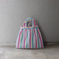 【メッシュ】 プリーツトート S ホワイト系ストライプ
