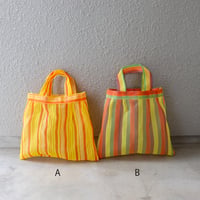 【メッシュ】 プリーツトート S イエロー系ストライプ